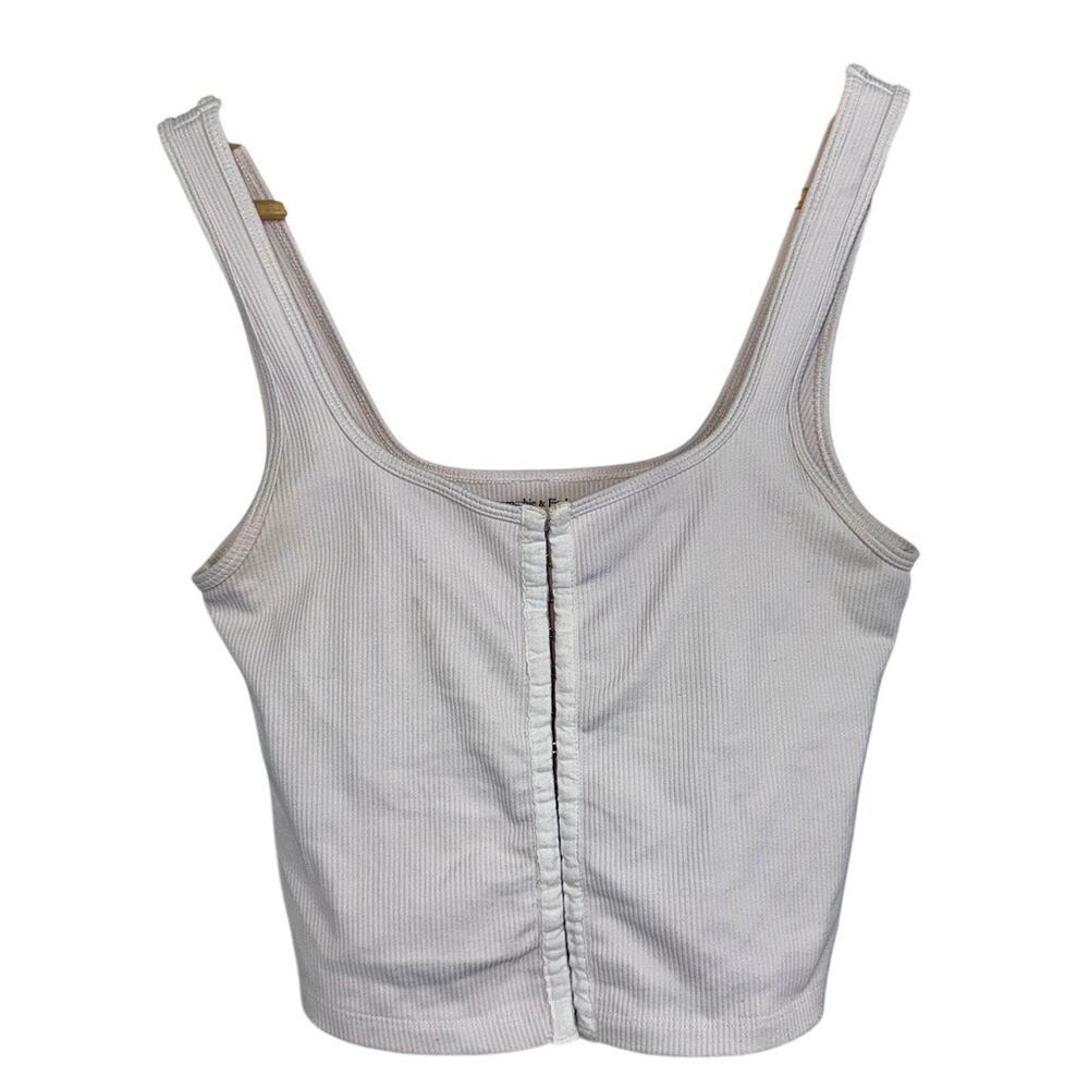 Abercrombie & Fitch Soft AF Pink Ribbed Hook Front Tank Top Womens Size Small S